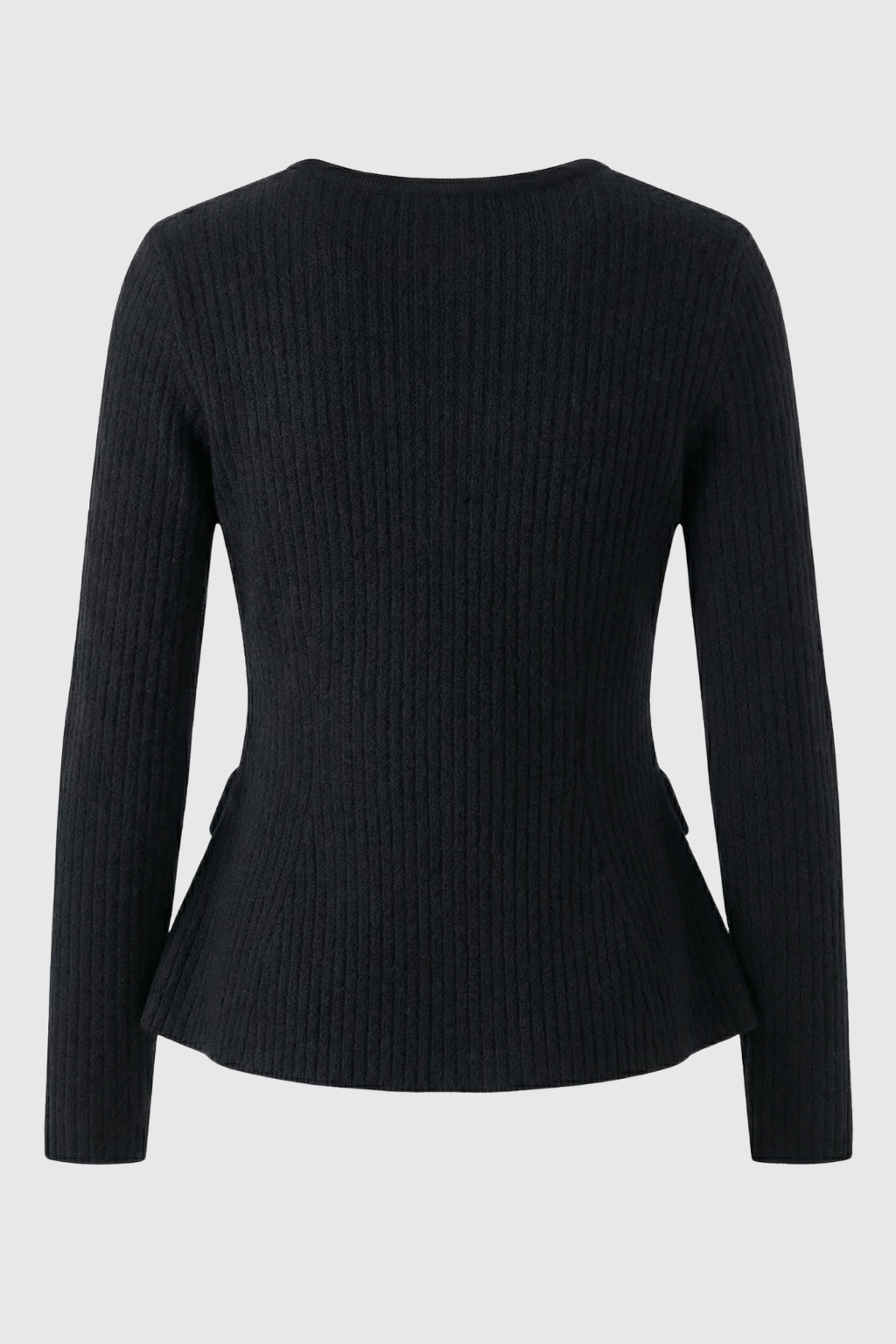 Cardigan Peplum Rib Knit Essenza | V-Neck | Slim Fit | Bottoni