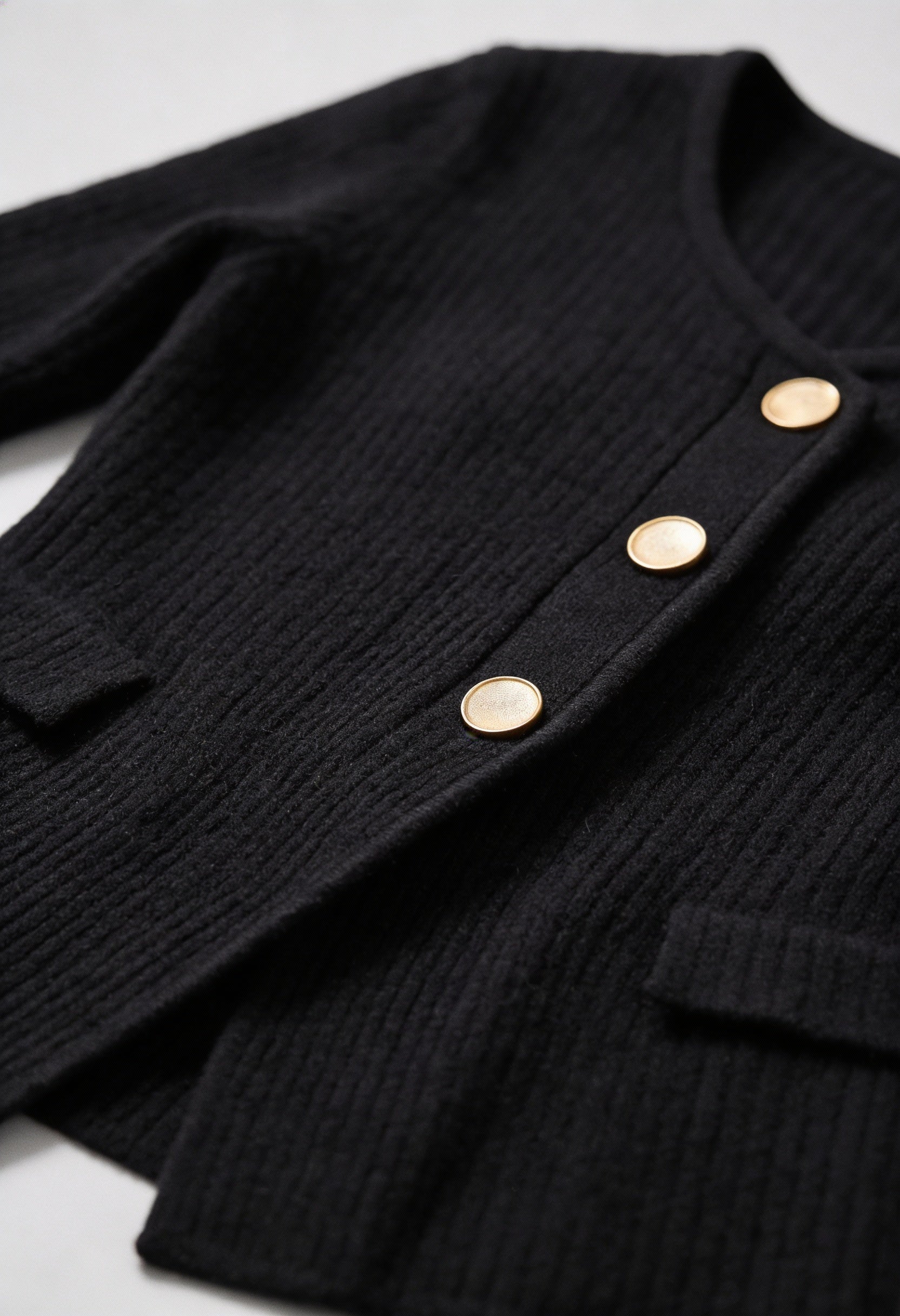 Cardigan Peplum Rib Knit Essenza | V-Neck | Slim Fit | Bottoni