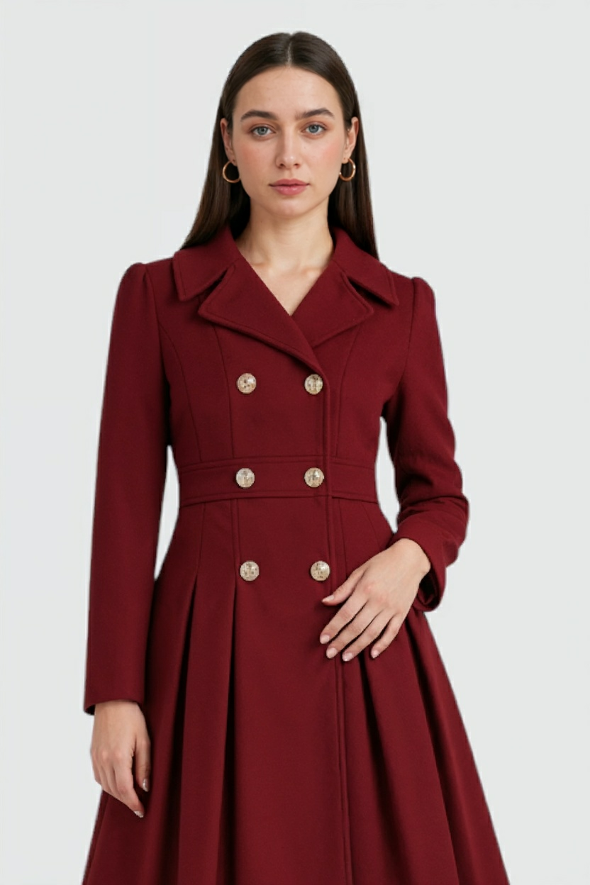 Abito Cappotto Doppio Petto | Midi Svasato | Foderato | Collo a Revers
