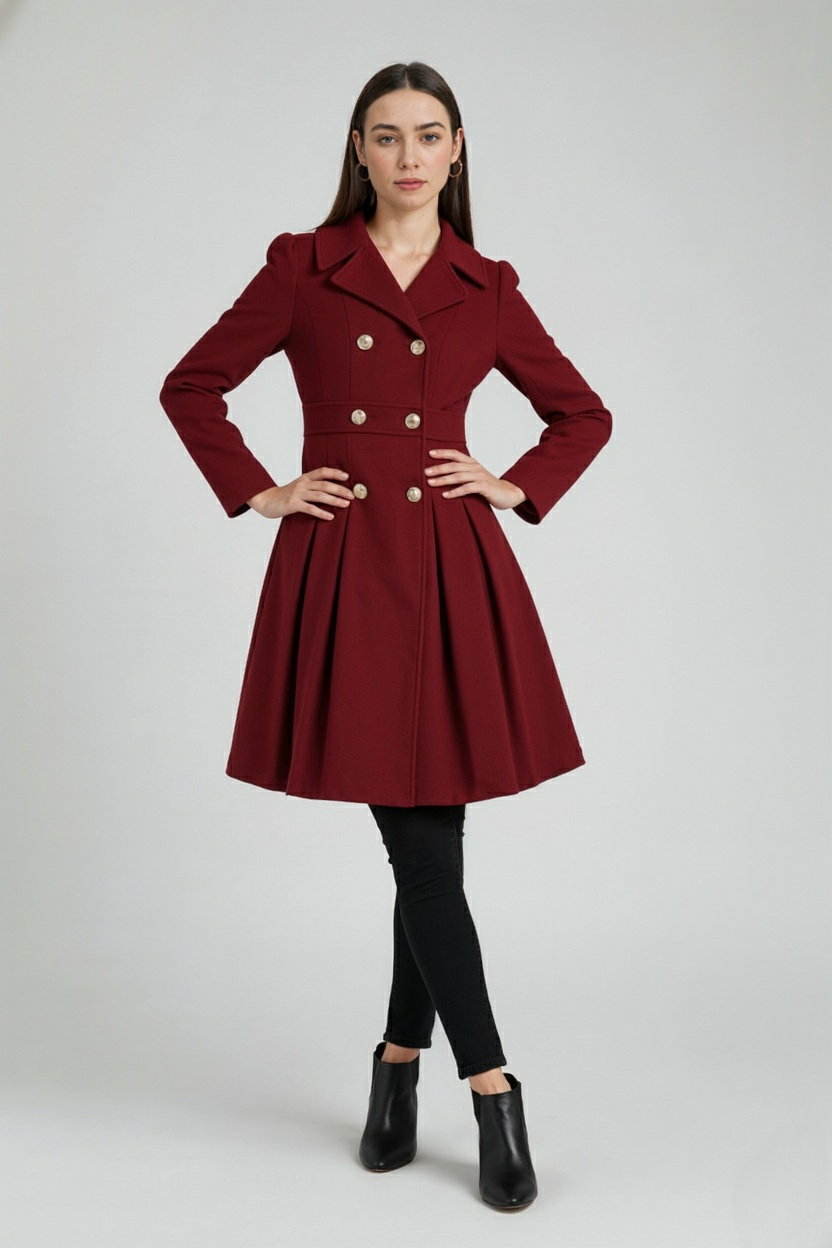 Abito Cappotto Doppio Petto | Midi Svasato | Foderato | Collo a Revers