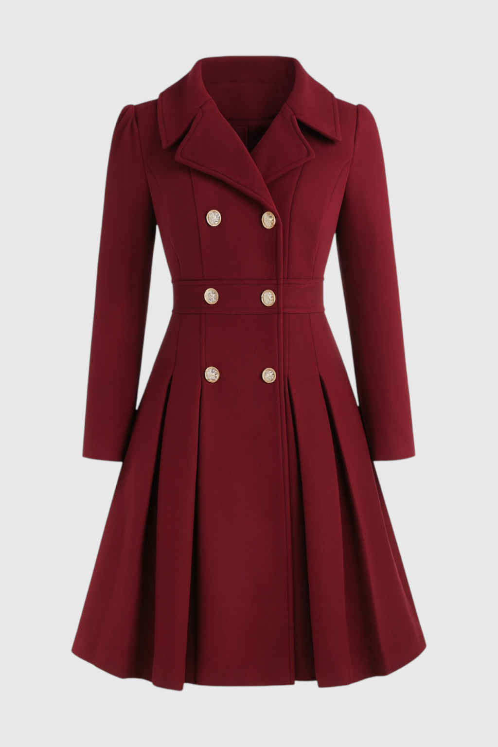 Abito Cappotto Doppio Petto | Midi Svasato | Foderato | Collo a Revers