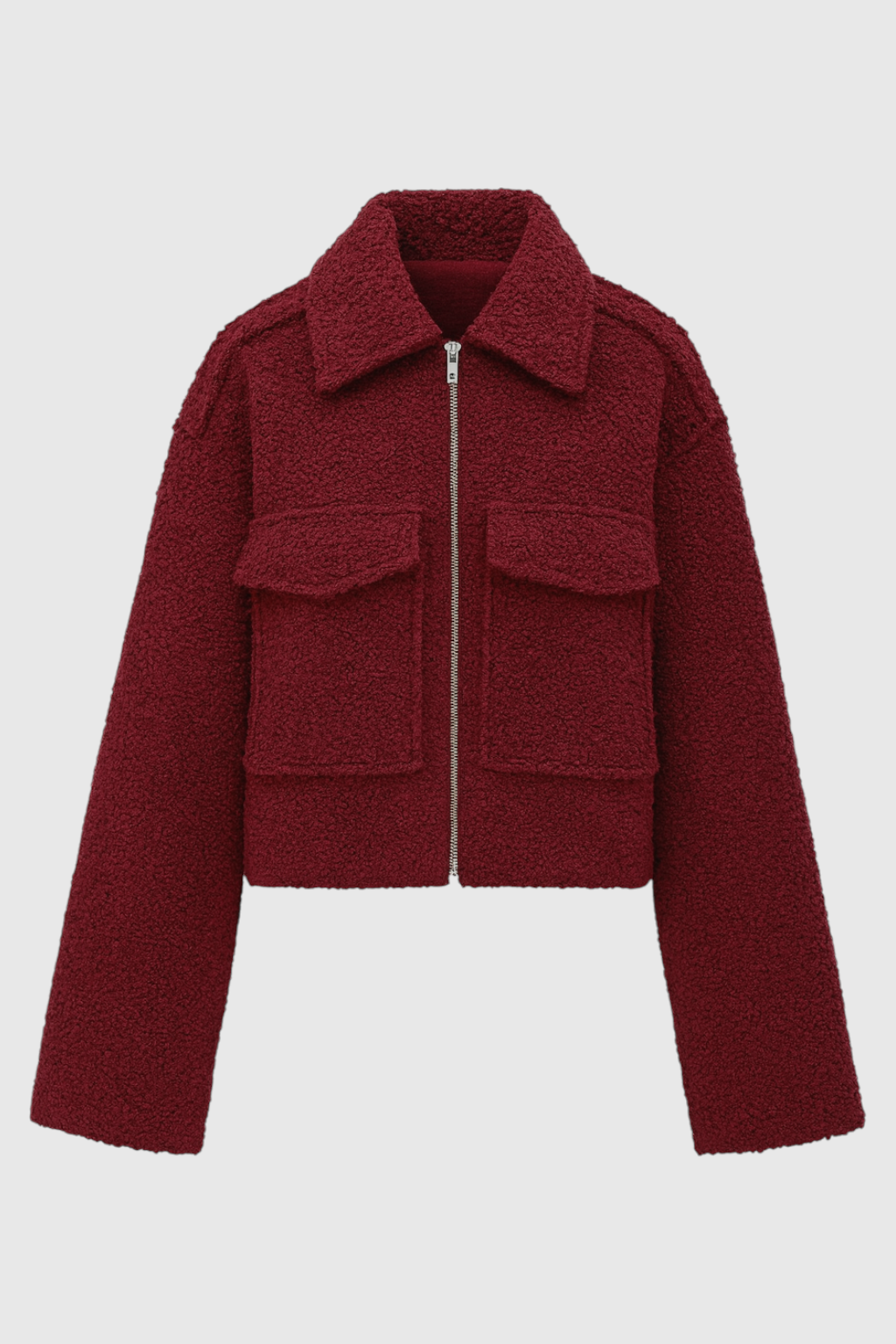 Giacca Zip Tessuta | Collo Alto, Tasche a Falda, Fit Corto