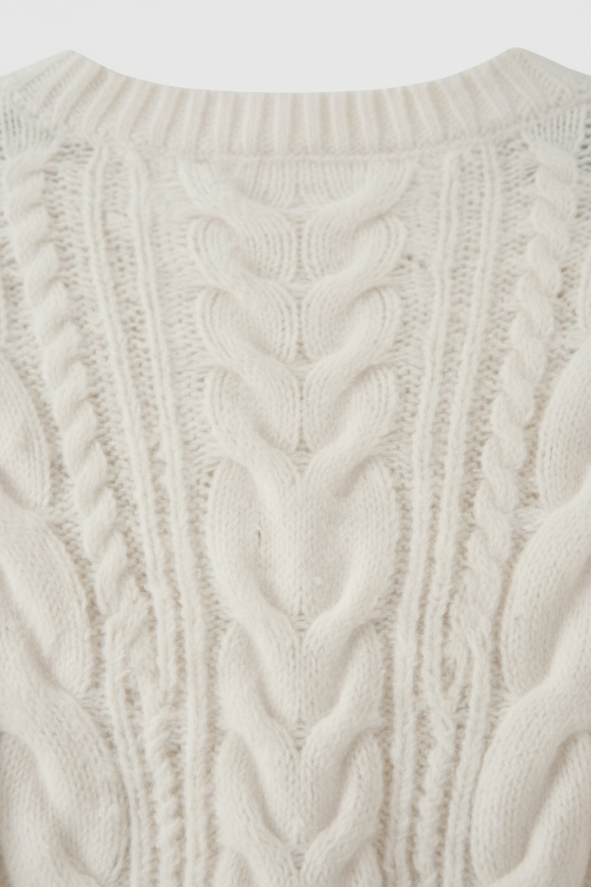Cardigan V-Neck in Maglia a Treccia | Chiusura con Bottoni | Vestibilità Relaxed