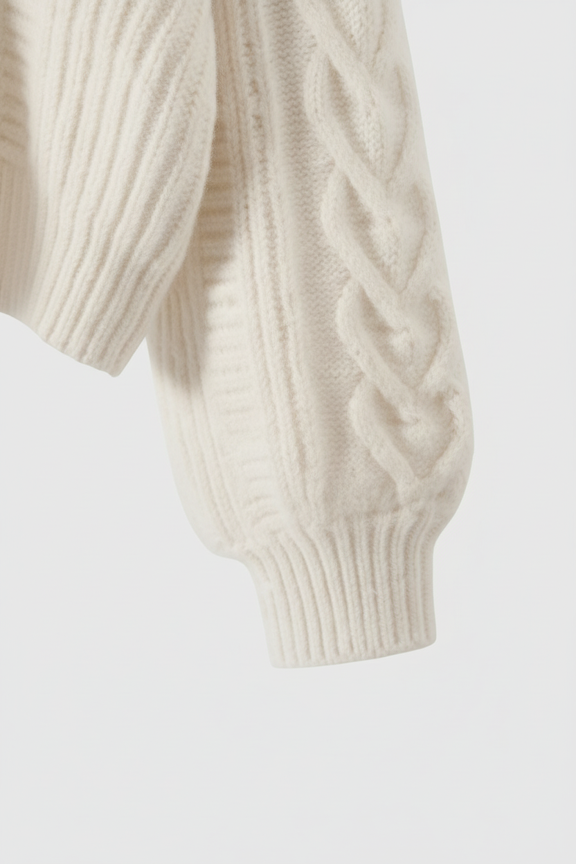 Cardigan V-Neck in Maglia a Treccia | Chiusura con Bottoni | Vestibilità Relaxed