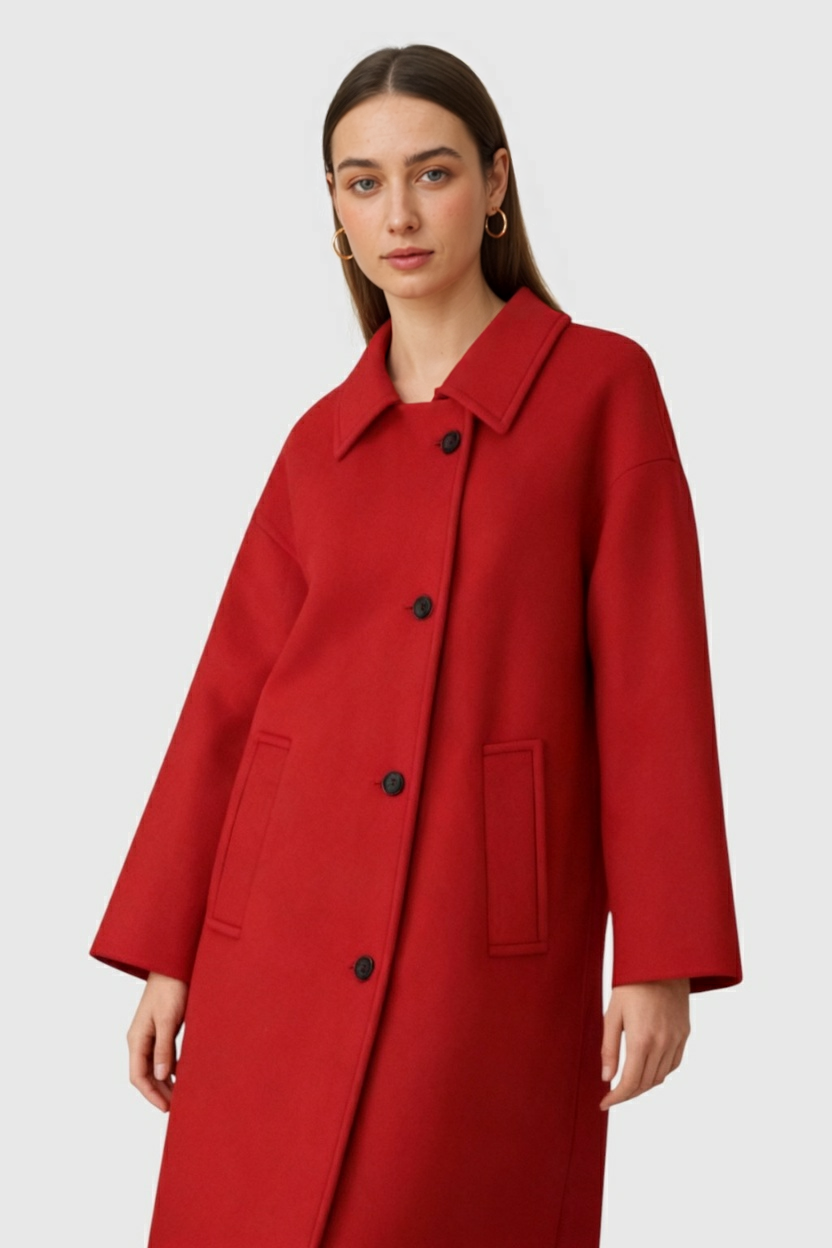 Cappotto Sottile | Collo Abbassato | Vestibilità Comoda | Bottoni Frontali