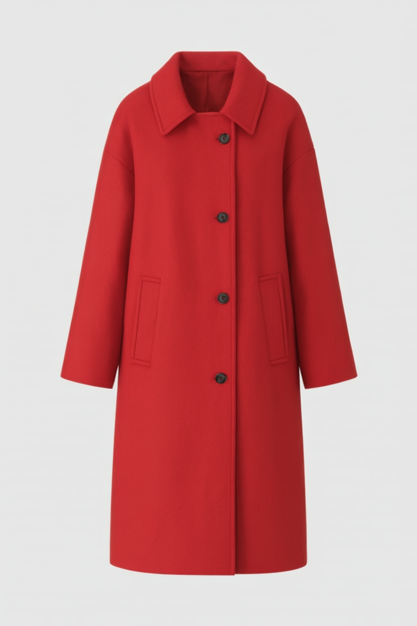Cappotto Sottile | Collo Abbassato | Vestibilità Comoda | Bottoni Frontali