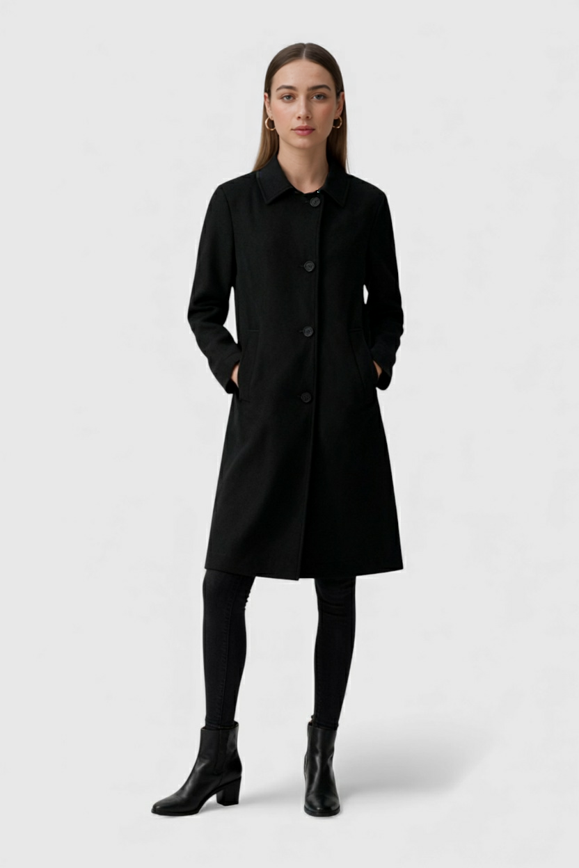 Cappotto lungo relaxed con tasche e colletto a risvolto