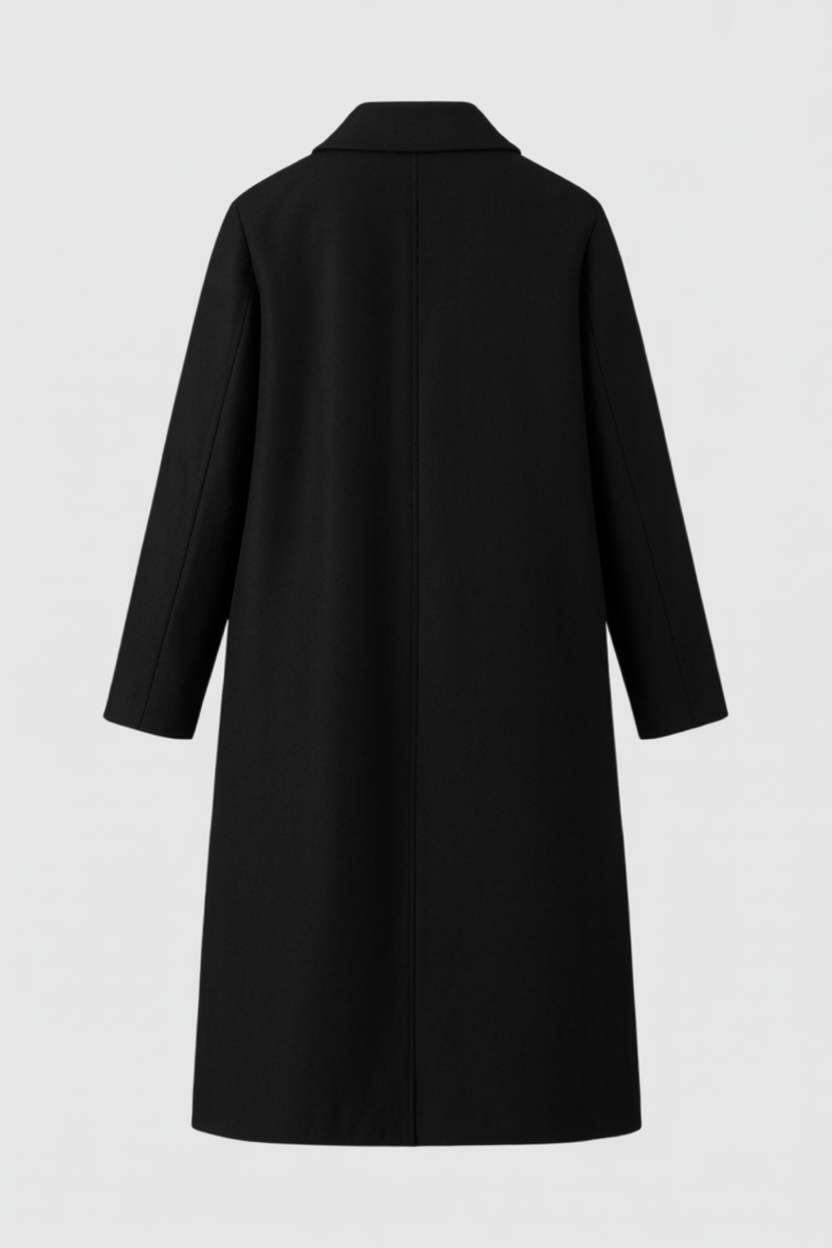 Cappotto Lungo Relaxed | Unico Petto, Tasche con Bottoni, Linea Minimal