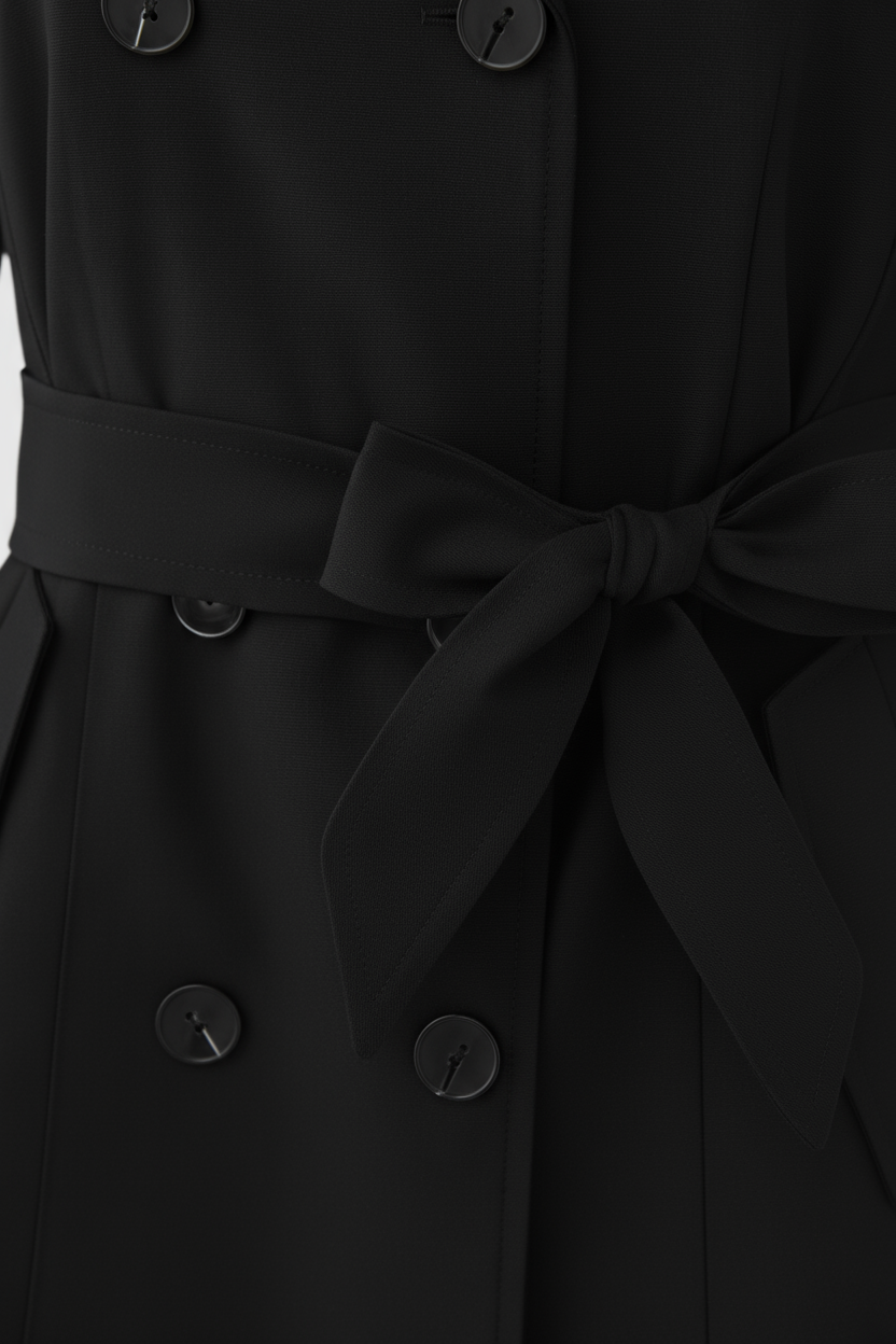 Trench Coat Lungo | Vita Beltata, Doppio Petto, Slim Fit
