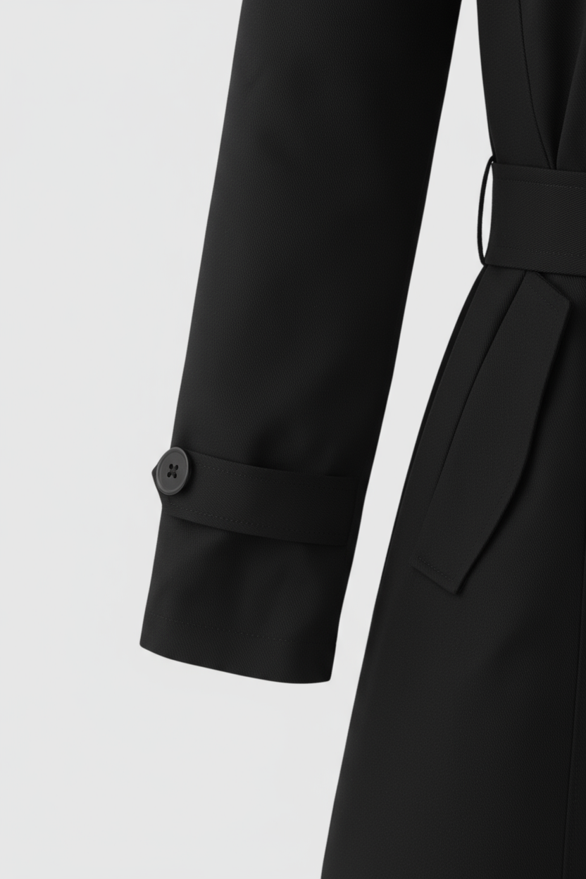 Trench Coat Lungo | Vita Beltata, Doppio Petto, Slim Fit