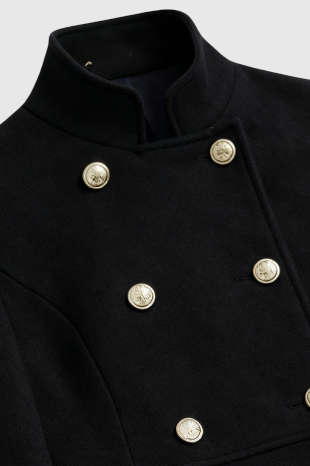 Cappotto Doppio Petto Collo Alto | Bottoni Metallici, Vita Pulita, Lungo