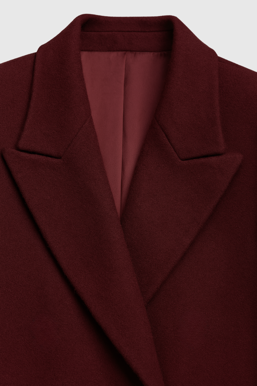 Cappotto Lungo Doppio Petto | Collo Ribassato | Maniche Tre Quarti