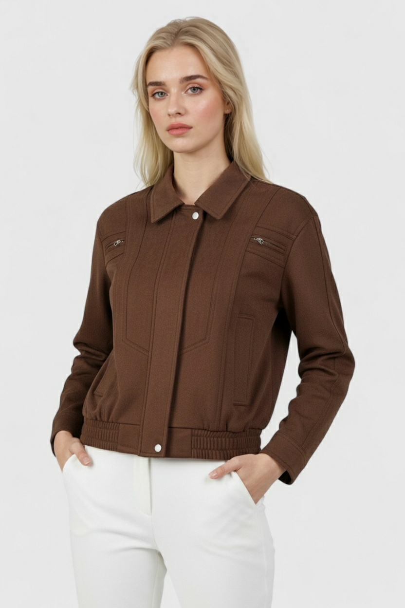Giacca Bomber Effetto Suede | Zip Frontale | Tasche Utili