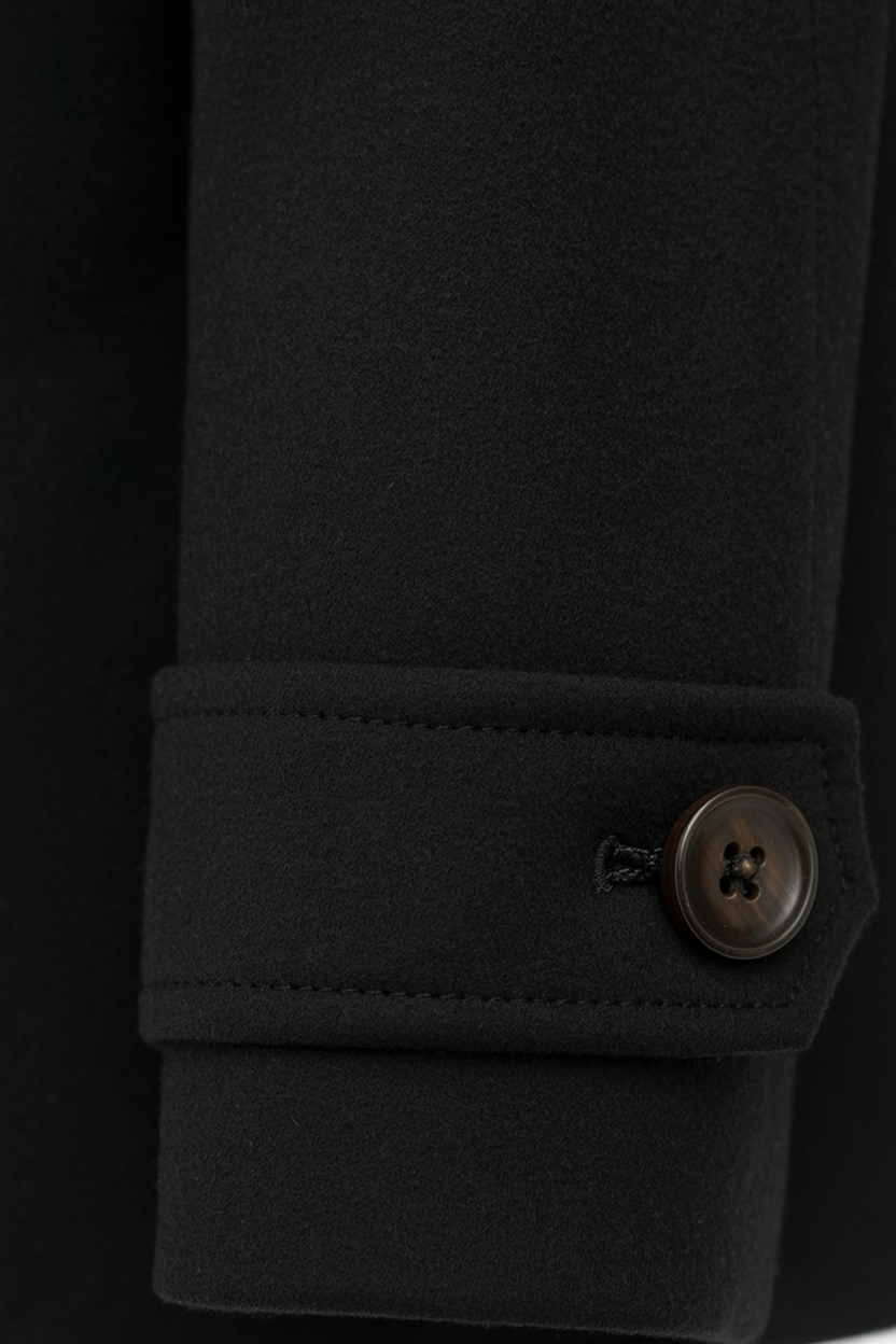 Cappotto Medio con Cintura | Bottoni Oro, Collo Scollo a V, Slim Fit