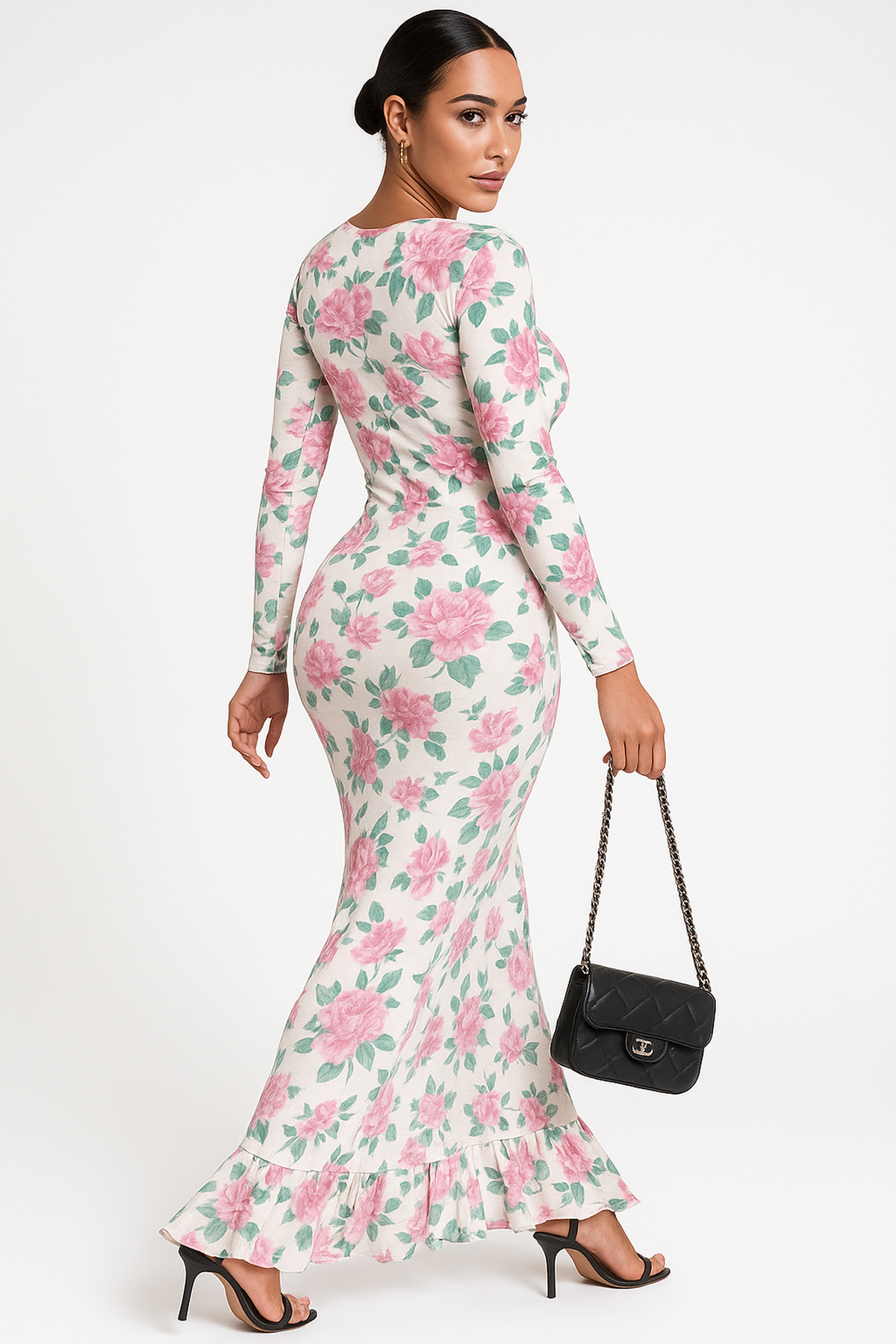 Abito Maxi Floreale | Collo Alto | Slim Fit