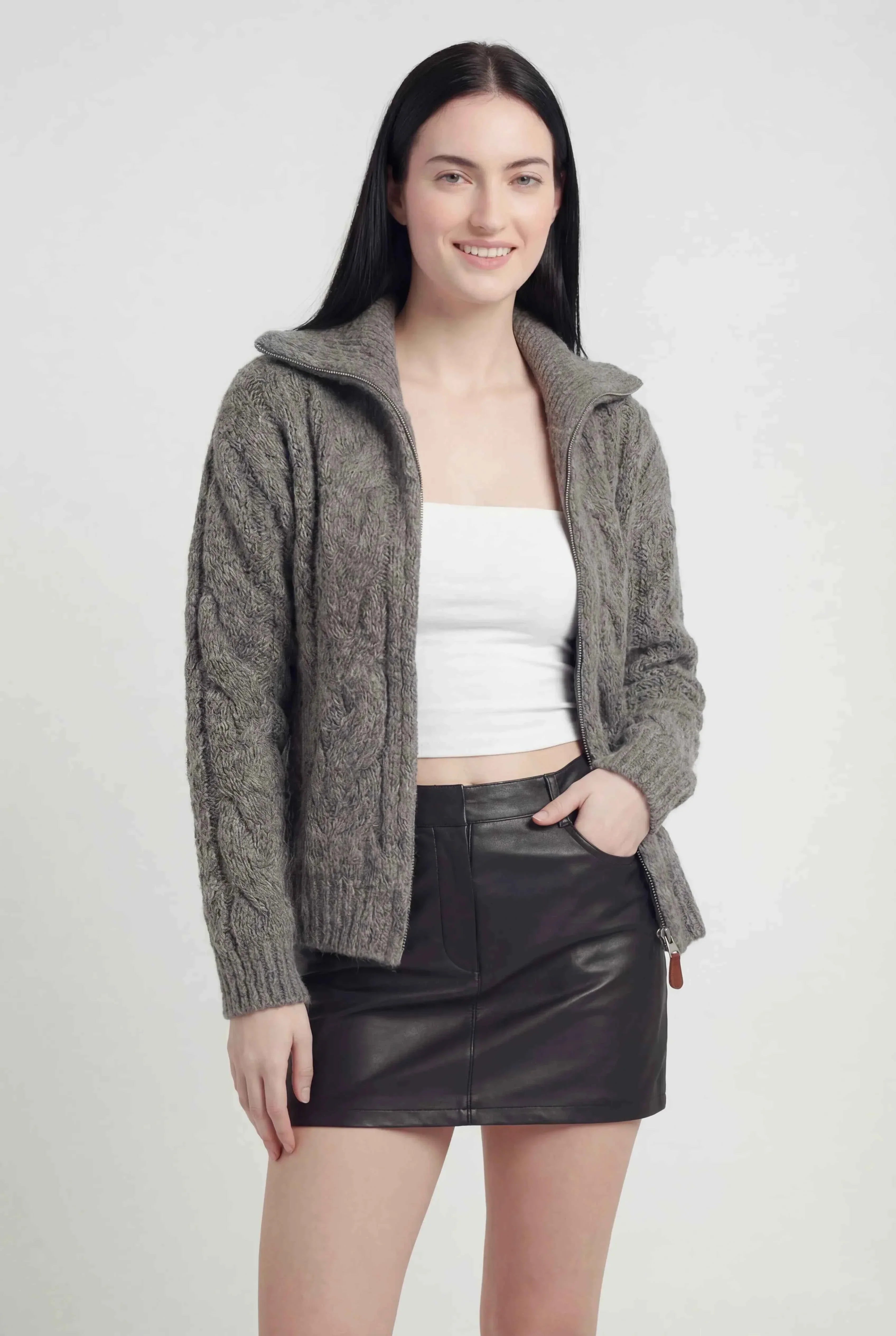 Cardigan Zip in Lana Extra-Pesante | Collo Ribassato | Fit Regolare