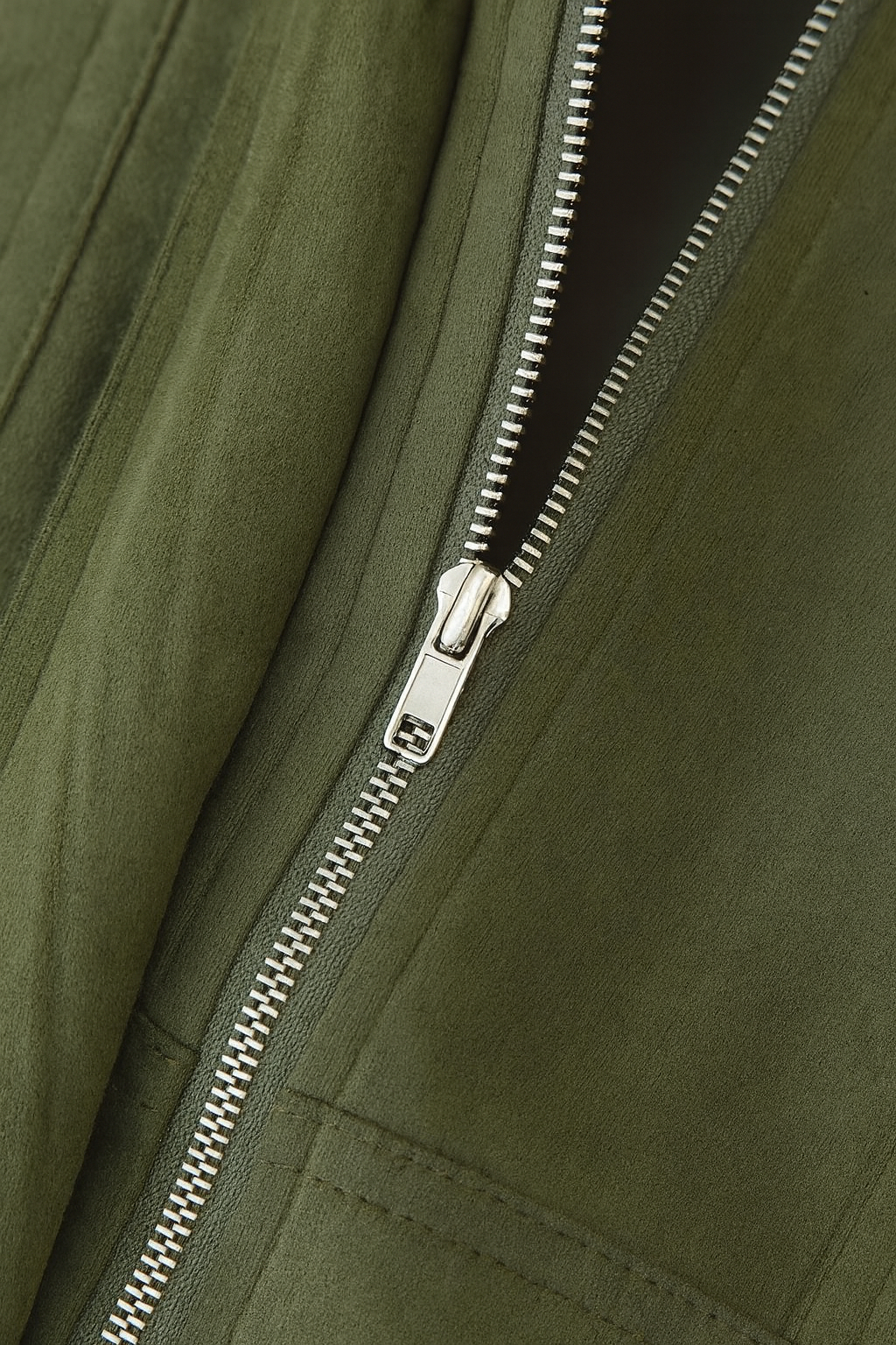 Giacca Bomber Effetto Suede | Zip Front, Vestibilità Relaxed, Orlo a Coste