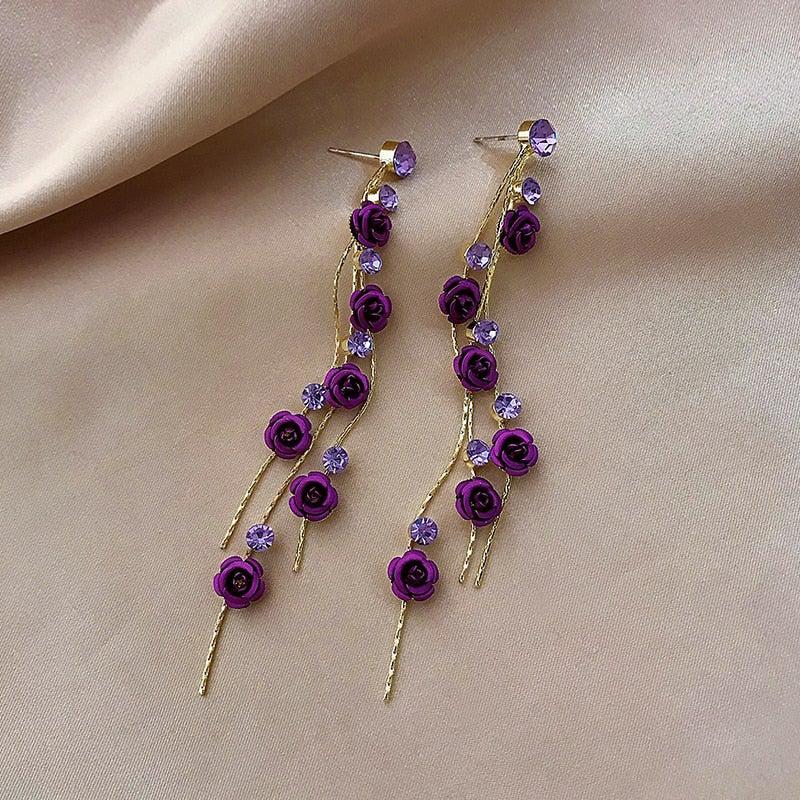 Orecchini Rose Cascade | Design a Catena in Cristallo