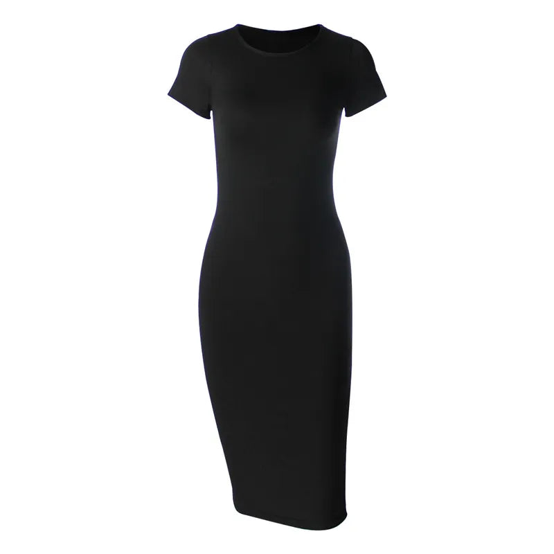 Abito Midi in Cotone | Slim Fit | Maniche Corte