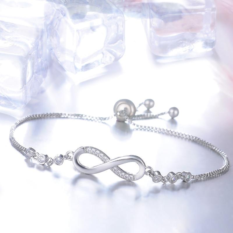 Bracciale Infinito | Catena Regolabile | Dettaglio Cristallo