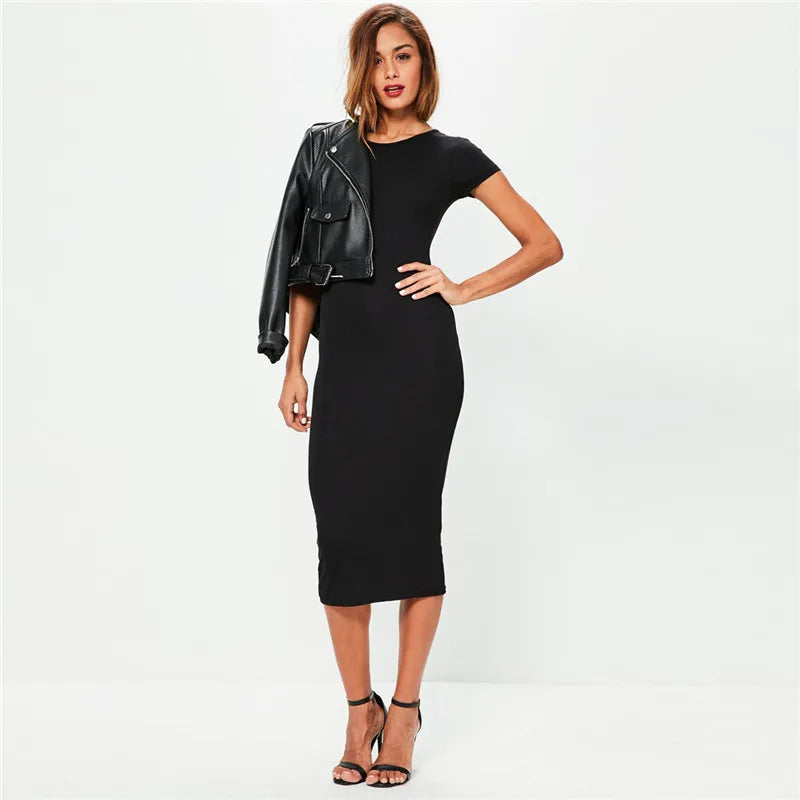 Abito Midi in Cotone | Slim Fit | Maniche Corte