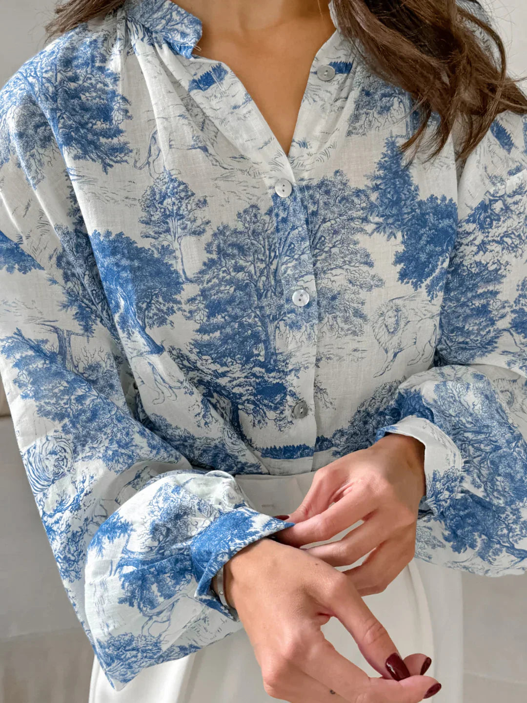 Camicia Stampata Manica Lunga | Collo Alto | Fit Comodo