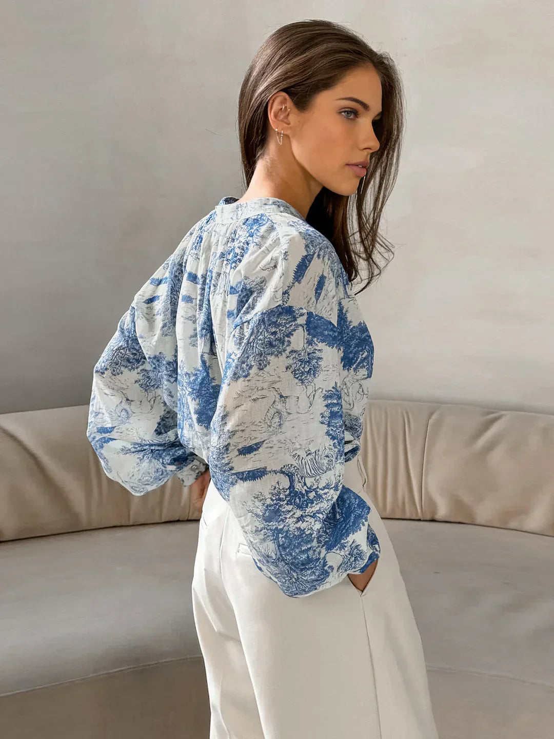 Camicia Stampata Manica Lunga | Collo Alto | Fit Comodo