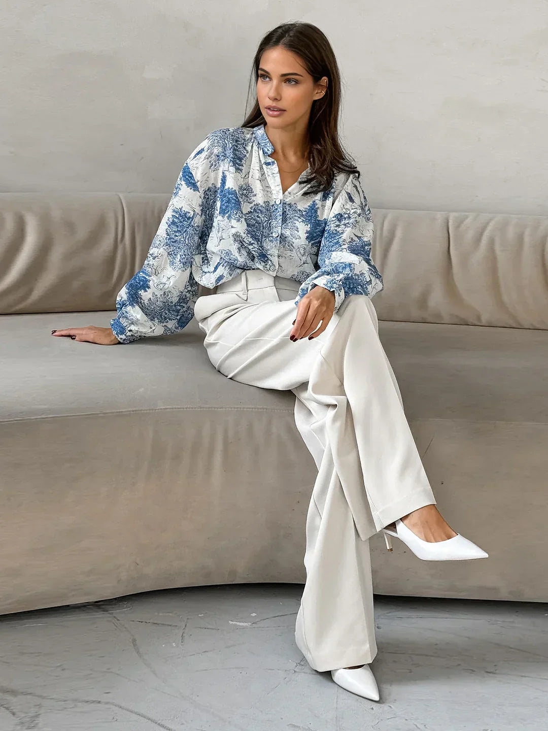 Camicia Stampata Manica Lunga | Collo Alto | Fit Comodo