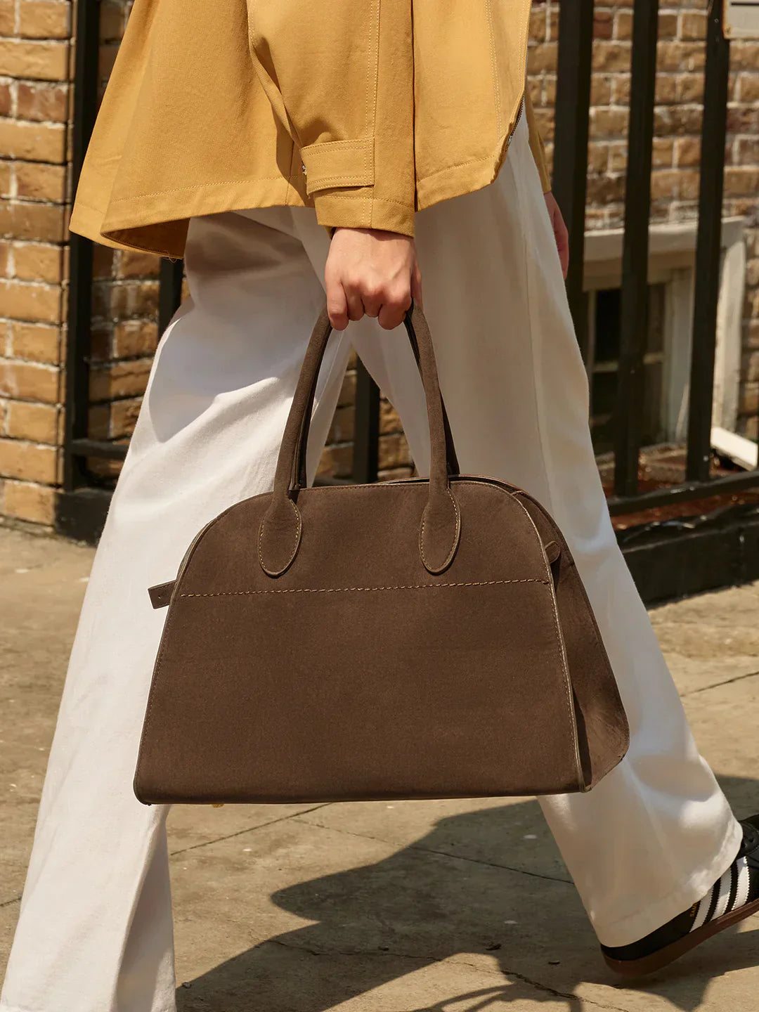 Borsa Top Handle Maestria in Finta Pelle Suede | Borsa Strutturata Minimalista