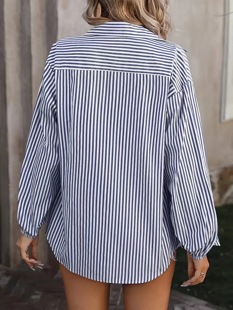 Camicia a Strisce con Bottoni | Fit Comodo | Misto Cotone