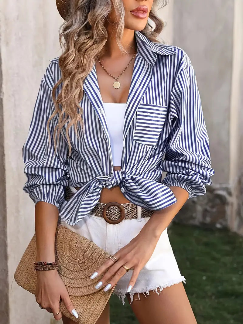 Camicia a Strisce con Bottoni | Fit Comodo | Misto Cotone