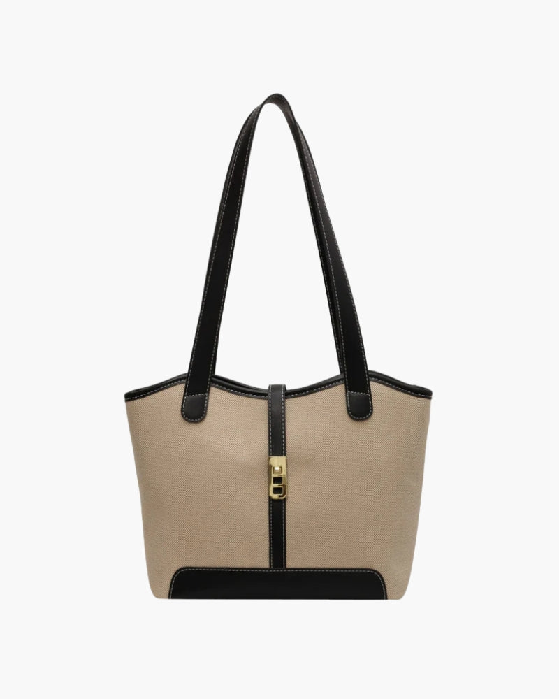 Borsa Altrove Canvas Spalla | Bordo Contrasto, Chiusura Turnlock, Manici Doppi