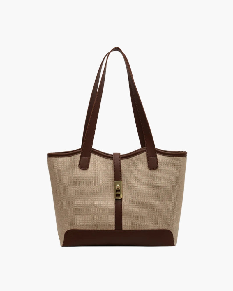 Borsa Altrove Canvas Spalla | Bordo Contrasto, Chiusura Turnlock, Manici Doppi