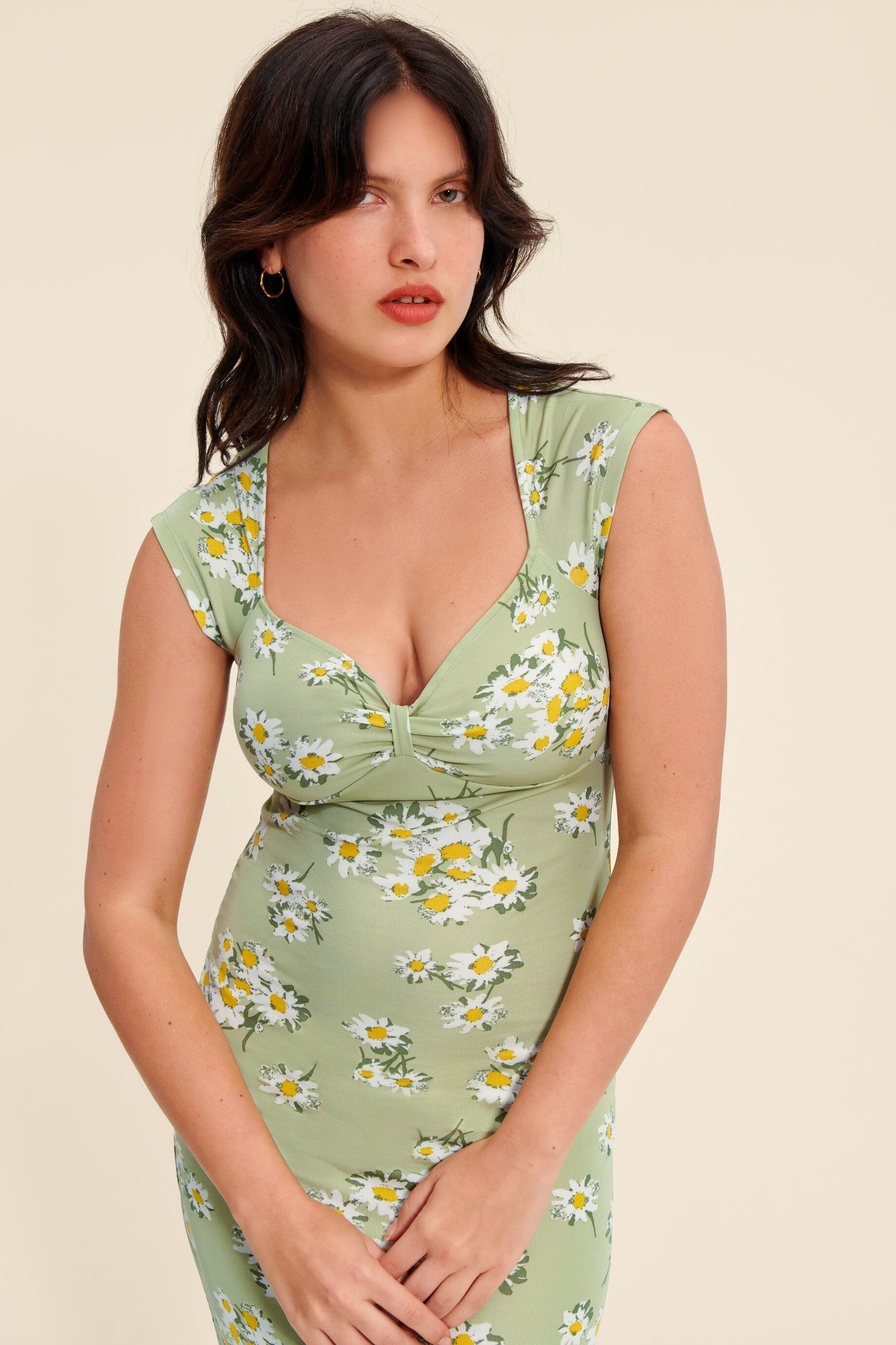 Abito Midi Floreale | Bustino Arricciato | Fit Adattabile