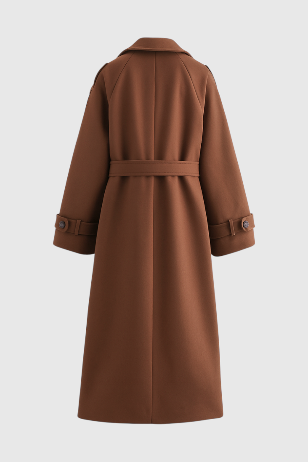 Cappotto Lungo Wool Blend Doppio Petto | Collo a Revers, Cintura Inclusa