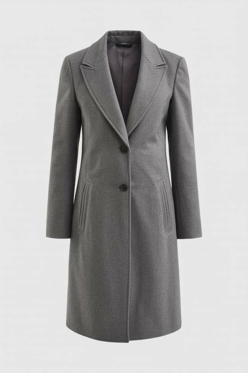 Cappotto Lungo | Collo a Revers, Due Bottoni, Linea Pulita
