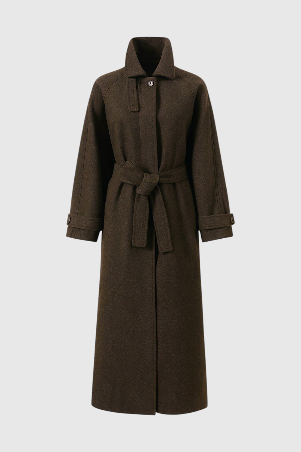 Cappotto Lungo Effetto Lana | Bottoni Singoli, Linea Pulita