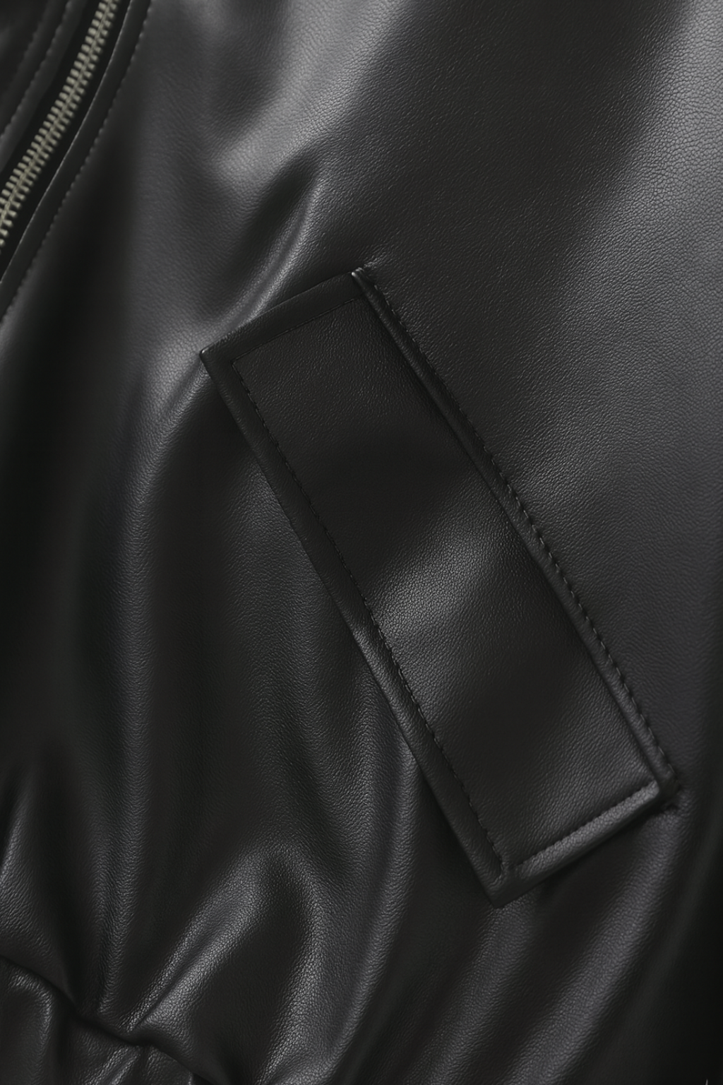 Giacca in Pelle Ecologica | Zip Front e Orlo Elastico