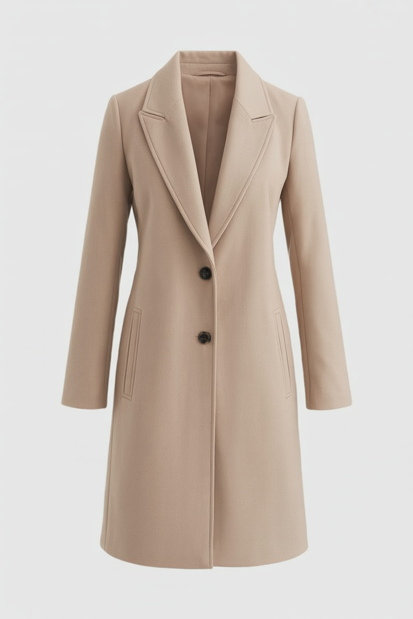 Cappotto Lungo | Collo a Revers, Chiusura a Due Bottoni, Slim Fit