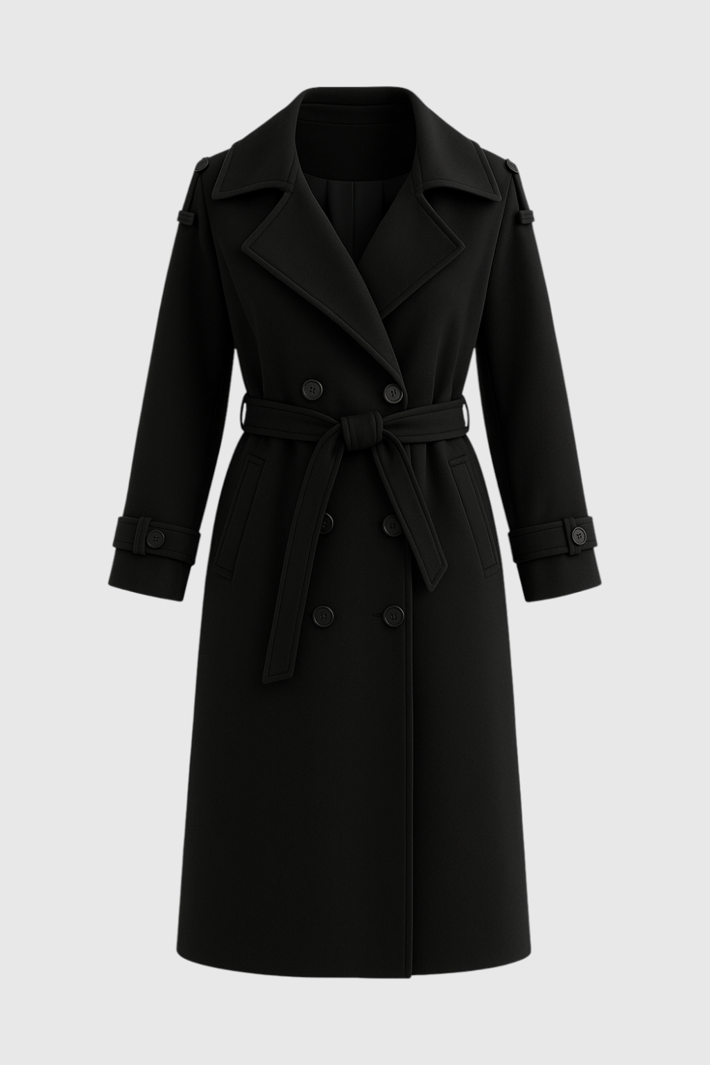 Trench Coat Lungo Doppio Petto | Cintura, Epaulettes, Fit A-Line