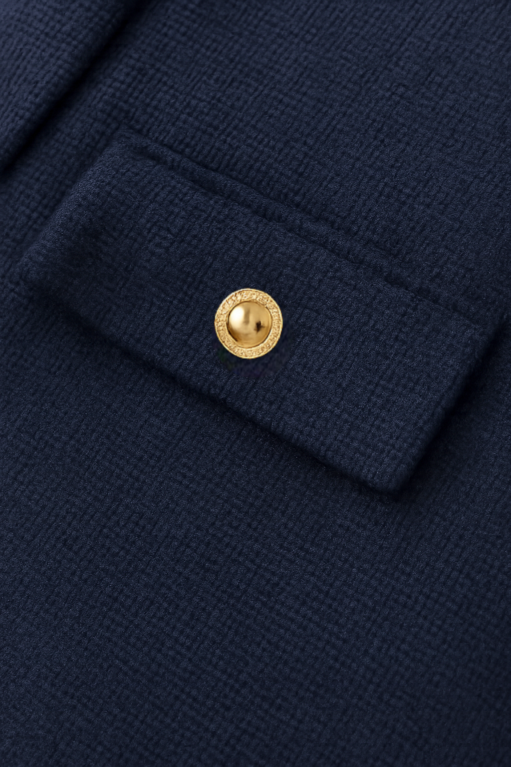 Giacca con Tasche in Tessuto | Collo Tondo, Dettaglio Bottone Oro