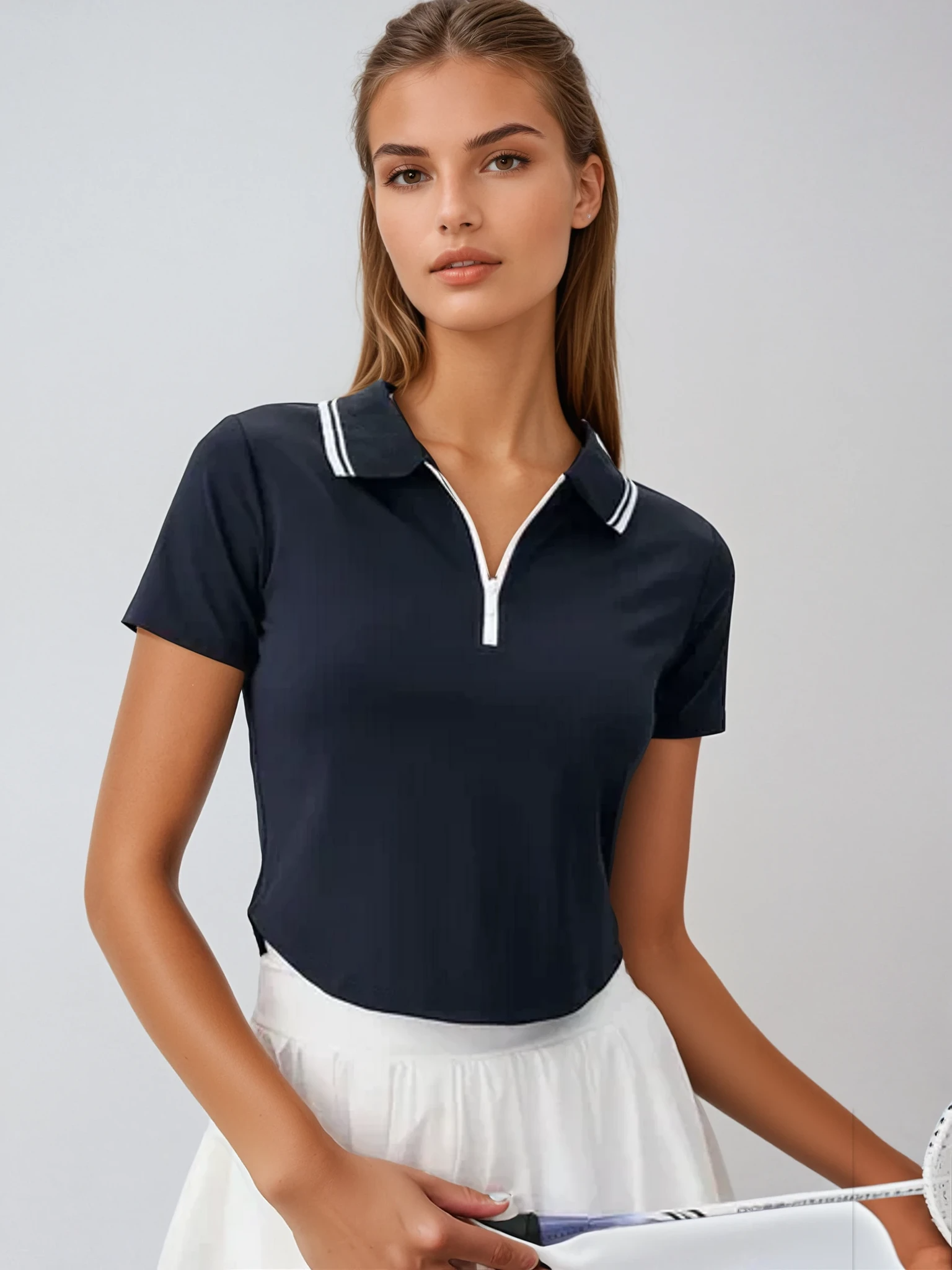 Polo top collo contrasto maniche corte