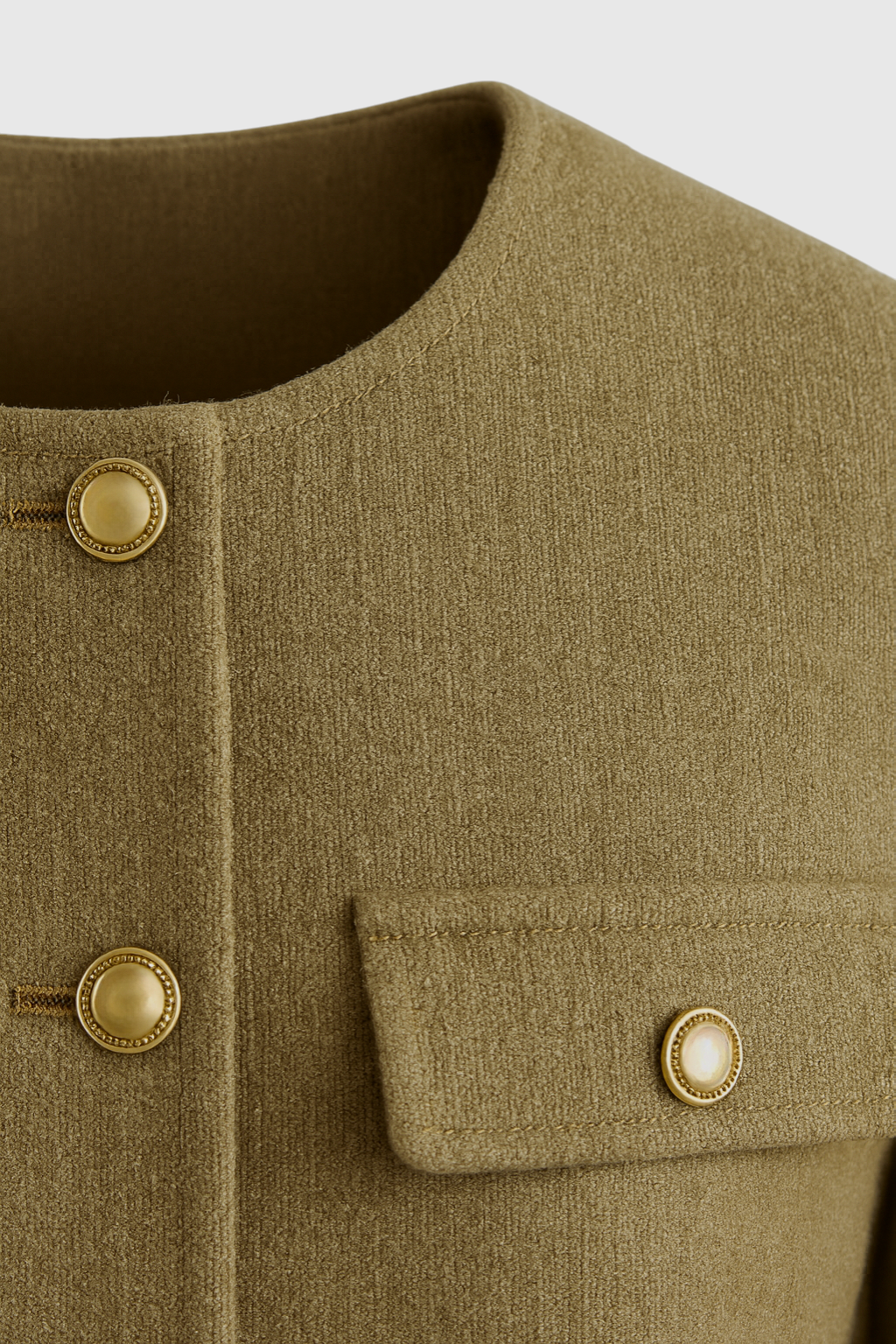 Giacca con Tasche | Collo Rotondo, Bottoni Oro