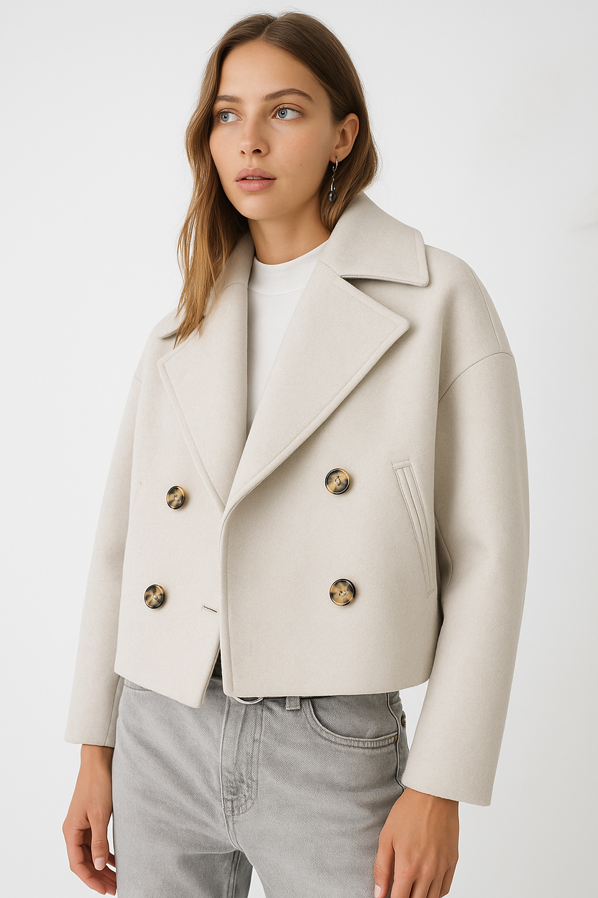 Cappotto Corto Misto Lana | Doppio Petto | Vestibilità Oversized