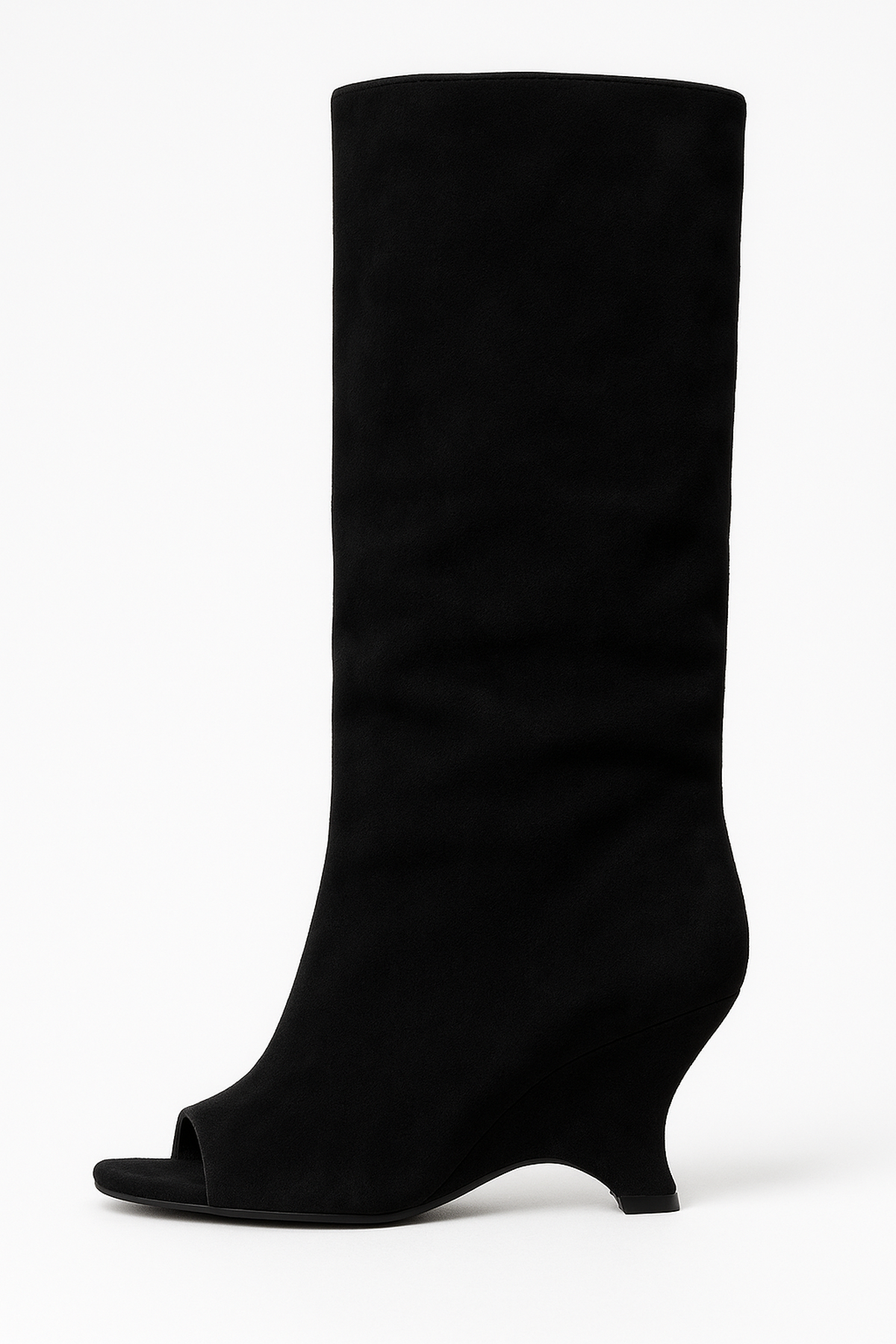 Stivali Peep-Toe Altezza Ginocchio | Pelle Sintetica | Tacco Scolpito