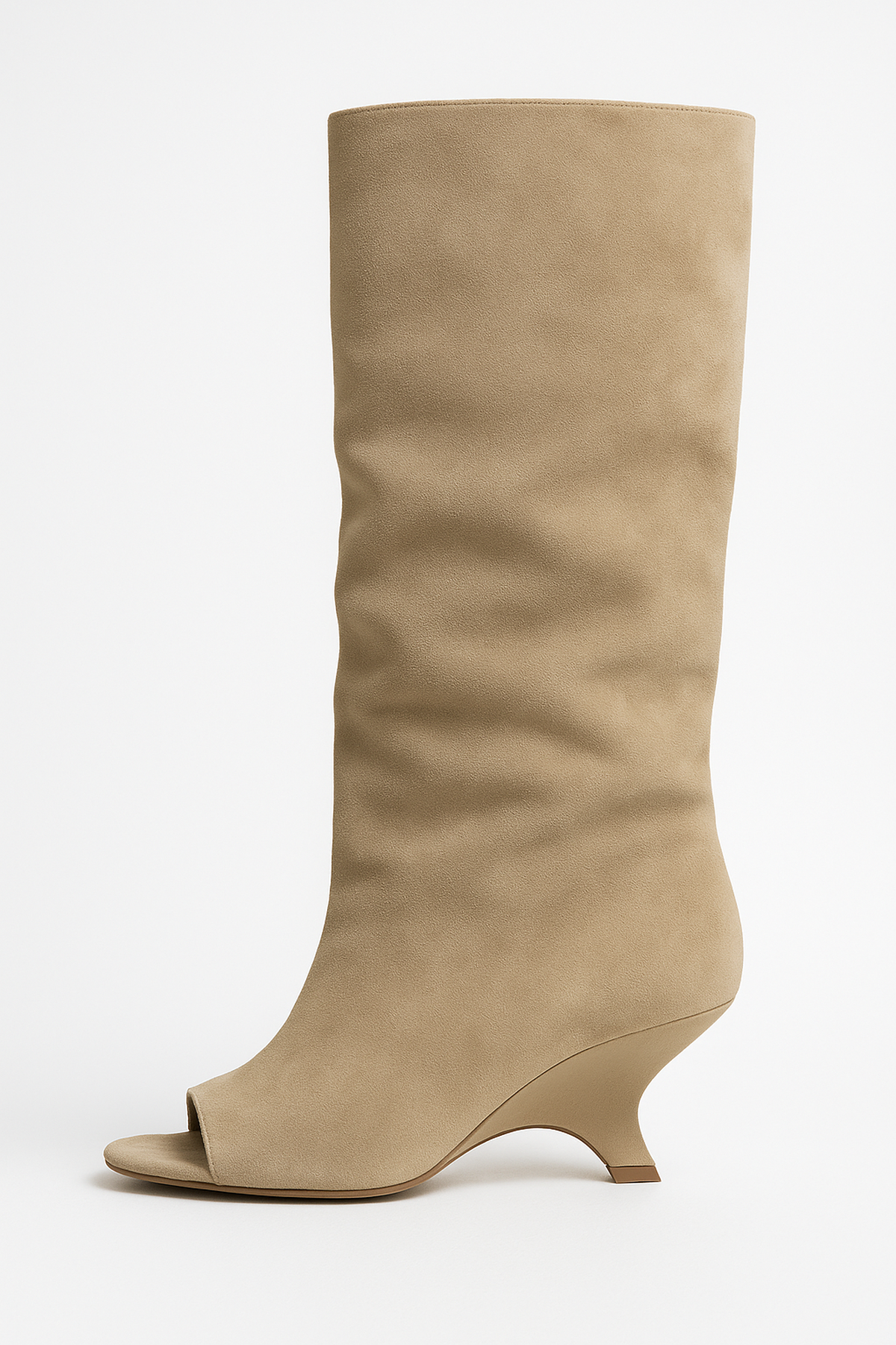 Stivali Peep-Toe Altezza Ginocchio | Pelle Sintetica | Tacco Scolpito