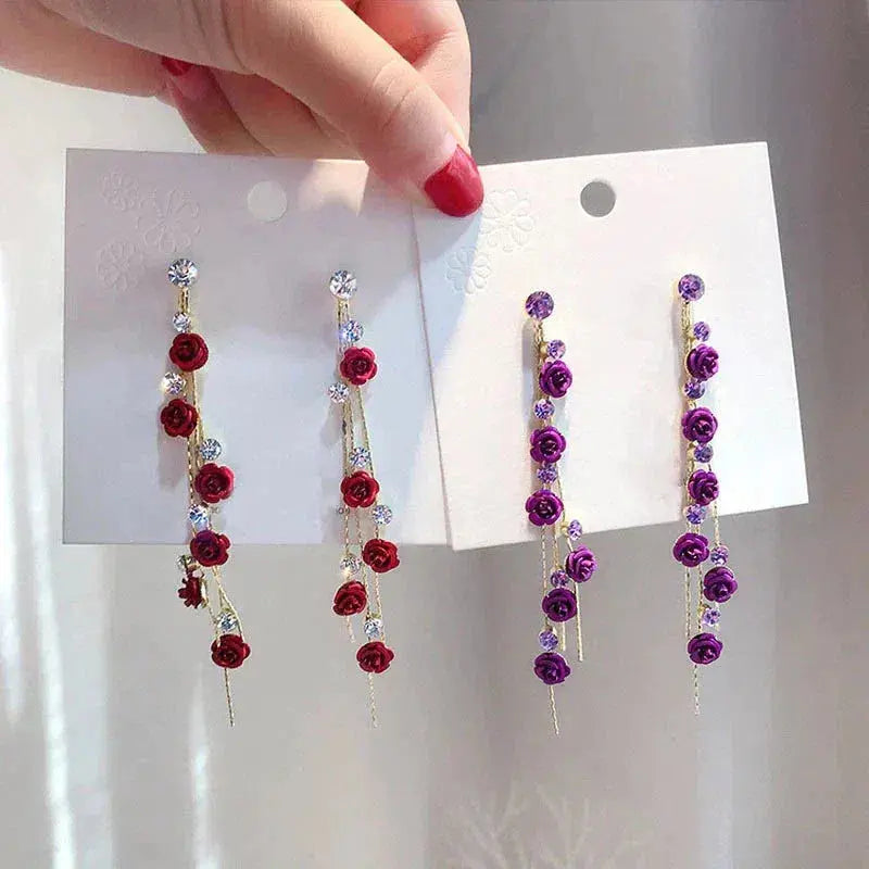 Orecchini Rose Cascade | Design a Catena in Cristallo