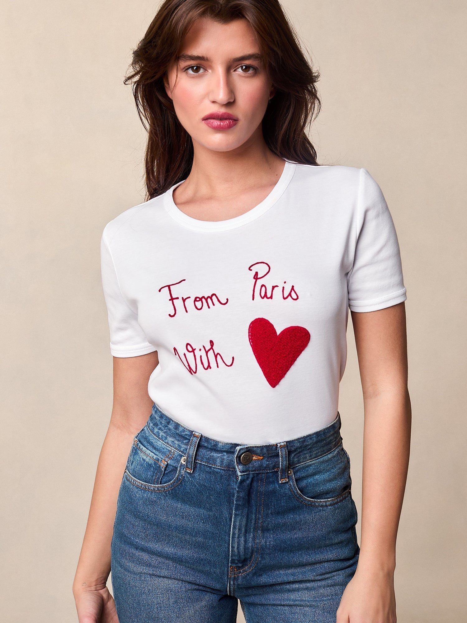 T-Shirt in Cotone Ricamata | Da Parigi Con Cuore