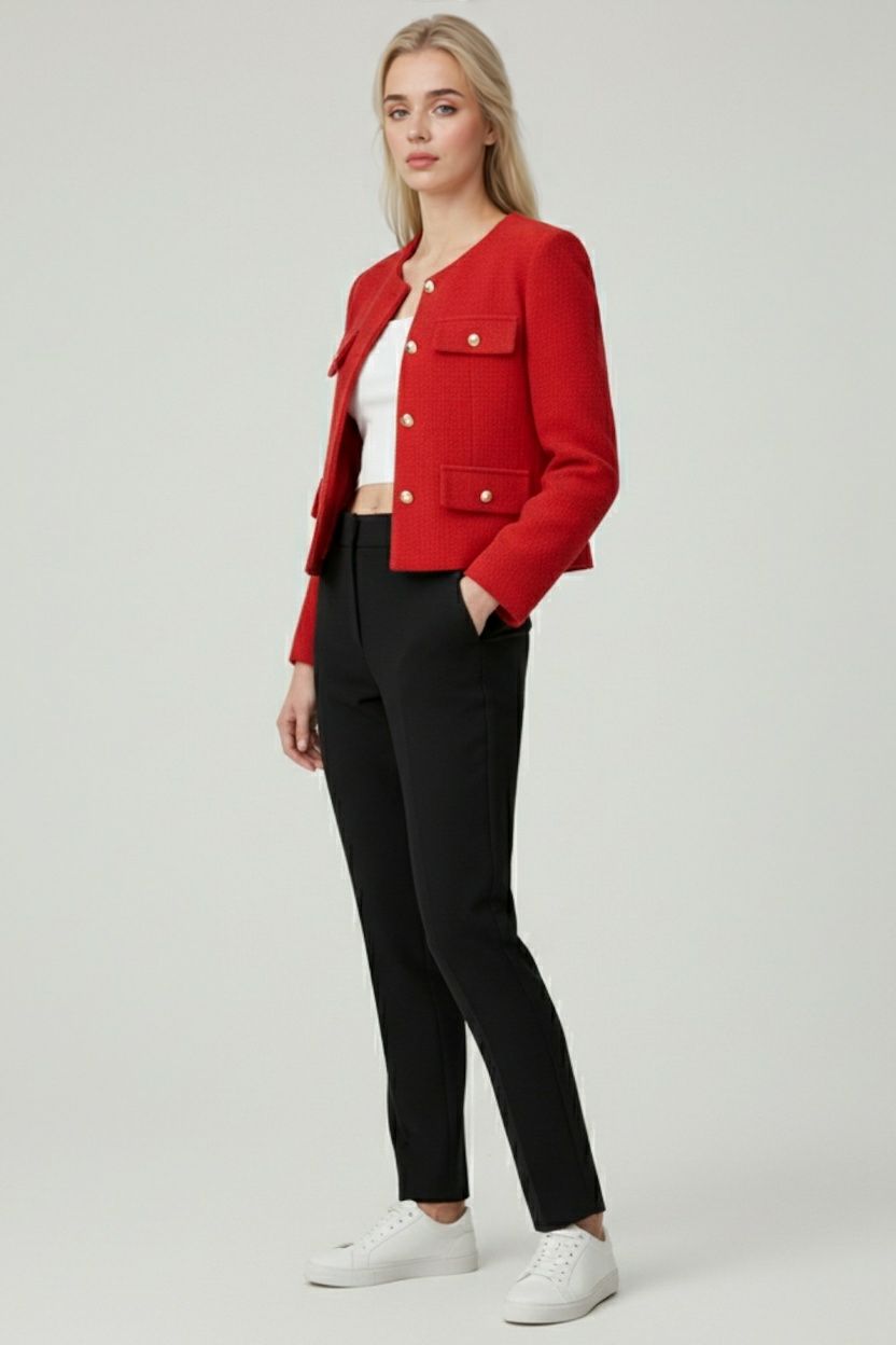 Giacca Cropped Essenza | Silhouette Strutturata Scollo O
