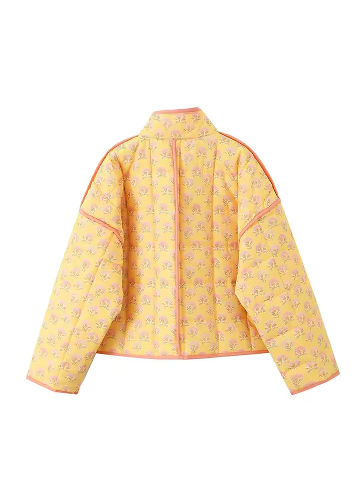 Giacca Quilted Floreale | Collo Alto | Fit Oversize